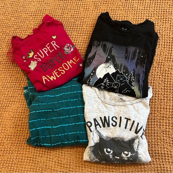 Old Navy Kids Long Sleeve Tees BUNDLE large  - White, Black, Red, Teal - Picture 6 of 8